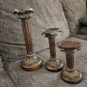 Elegant Brown Candle Holder Set